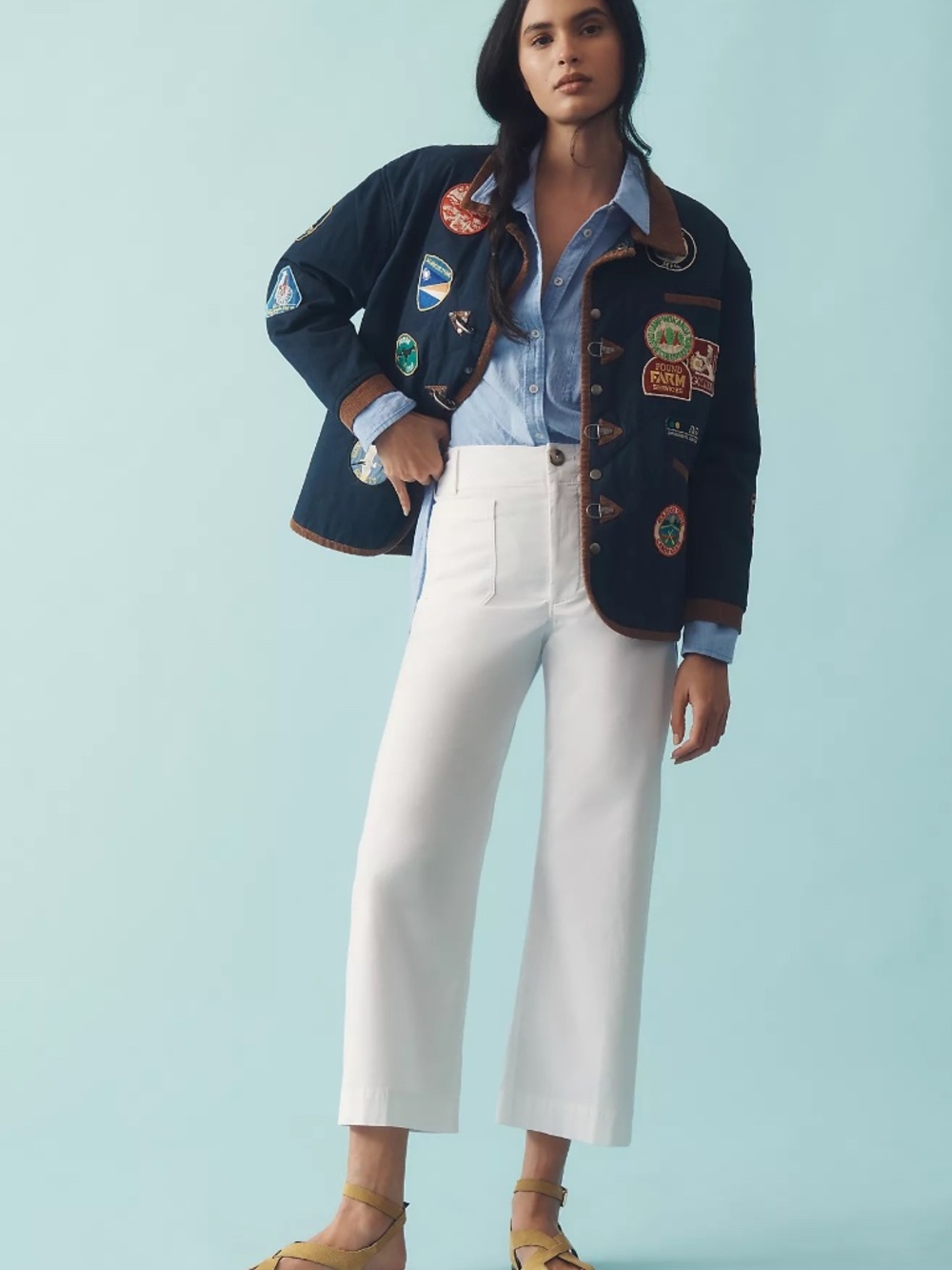 The Colette Magic Strawberry  Fabric Embroidered Crop Wide-Leg Pants by Maeve
